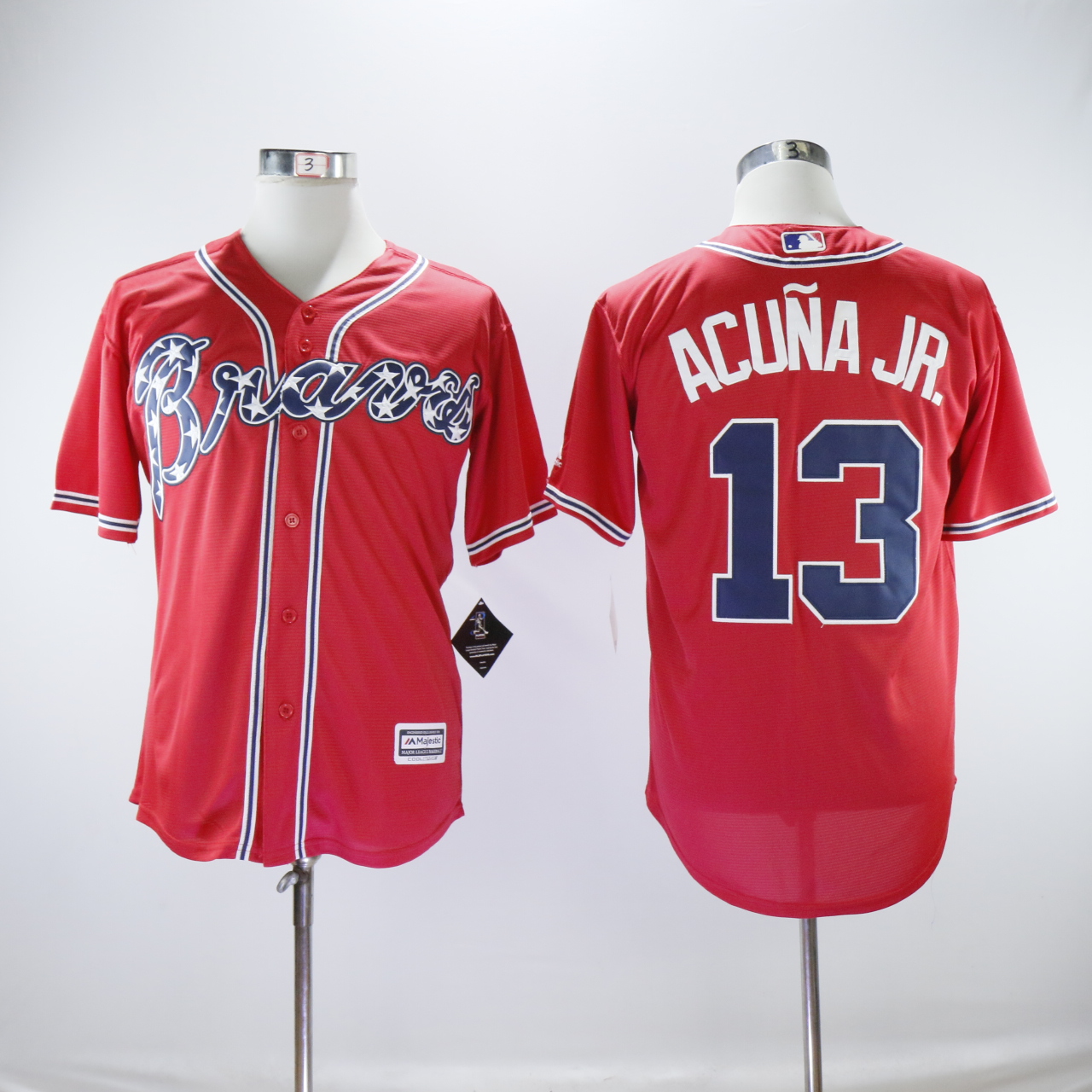 Men Atlanta Braves #13 Acuna jr Red MLB Jerseys->atlanta braves->MLB Jersey